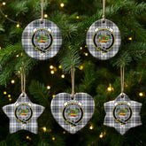 Douglas Grey Modern Tartan Crest Christmas Ceramic Ornament